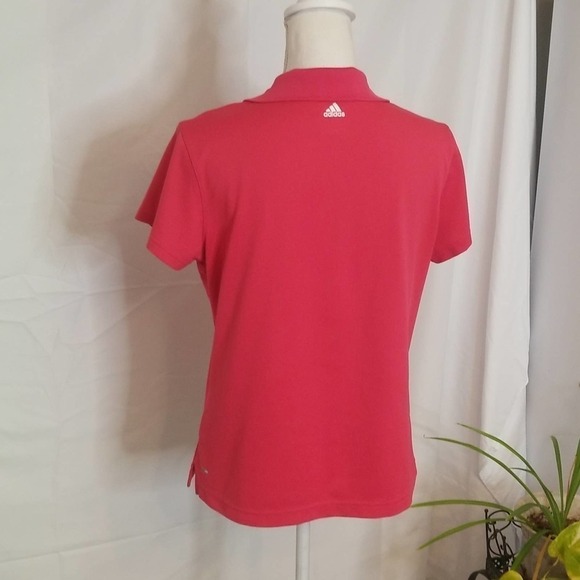 Adidas L golf top short sleeve polo button collared embroidered logo Climalite - Picture 6 of 11